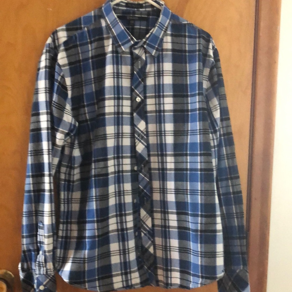 Cotton black, black and white plaid shirt